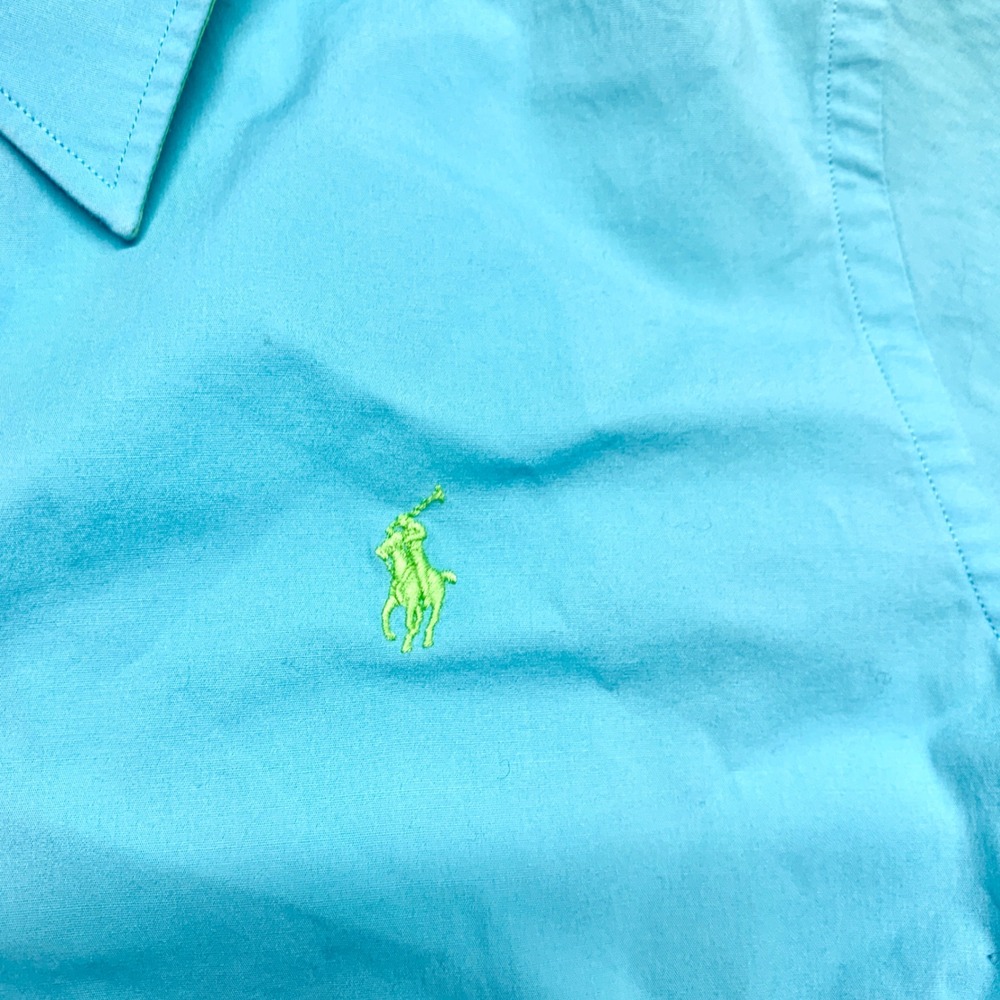Ralph Lauren Sport Button Down Shirt Womens Size 8 Turquoise Stretch Cotton Pony - Picture 8 of 11